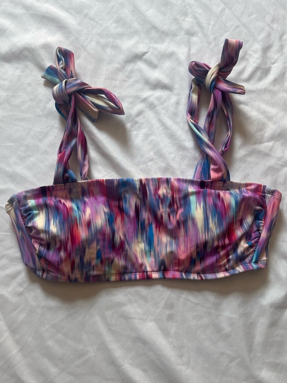 Tie-Shoulder Multicolor Bandeau Swimsuit Top